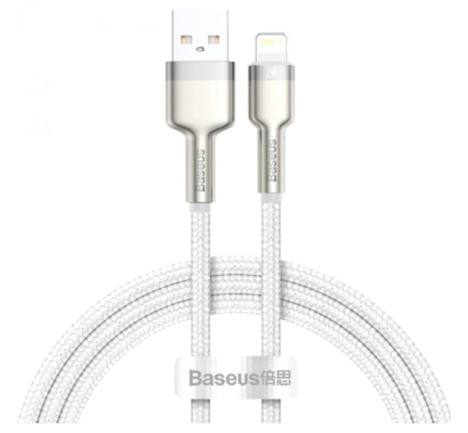 Baseus Дата кабель USB 2.0 AM to Lightning 1.0m Cafule Series Metal 2.4A White Baseus (CALJK-A02)