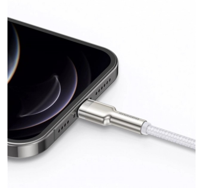 Baseus Дата кабель USB 2.0 AM to Lightning 1.0m Cafule Series Metal 2.4A White Baseus (CALJK-A02)