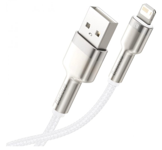 Baseus Дата кабель USB 2.0 AM to Lightning 1.0m Cafule Series Metal 2.4A White Baseus (CALJK-A02)