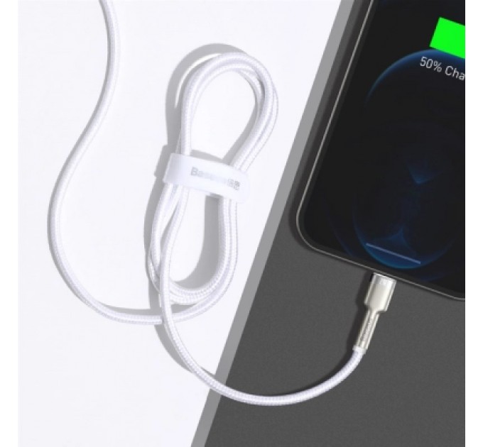 Baseus Дата кабель USB 2.0 AM to Lightning 1.0m Cafule Series Metal 2.4A White Baseus (CALJK-A02)