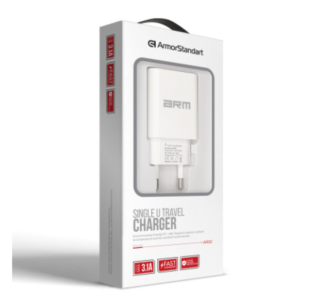 Armorstandart Зарядний пристрій Armorstandart AR02 Basic USB 3.1A White (ARM59714)