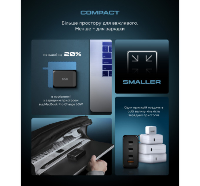 Armorstandart Зарядний пристрій Armorstandart ARP-131 Resolute Power USB-C 100W GaN Black (ARM70024)