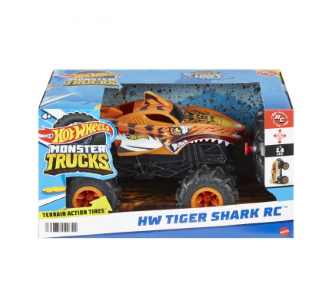 Hot Wheels Радіокерована іграшка Hot Wheels Автомодель Monster Trucks Тигроакула 1:24 (HNV03)