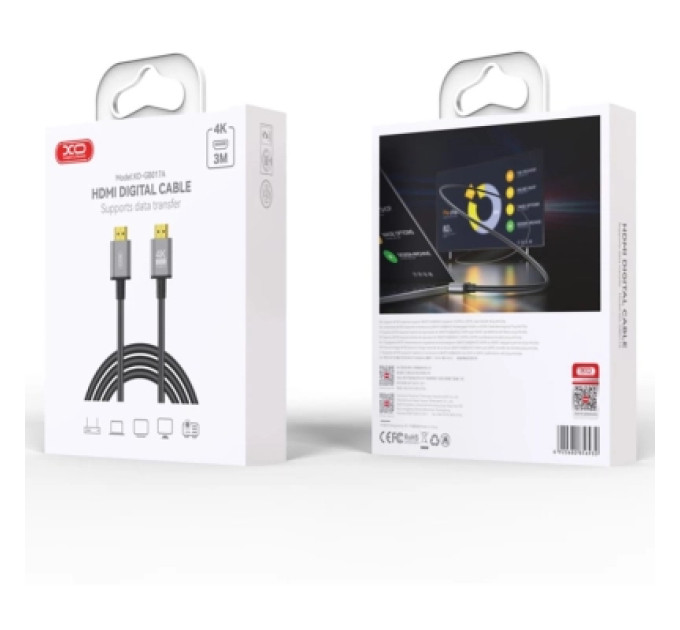 XO Кабель мультимедійний HDMI to HDMI 3.0m v2.0 black XO (GB017A-HDMI.tranish)