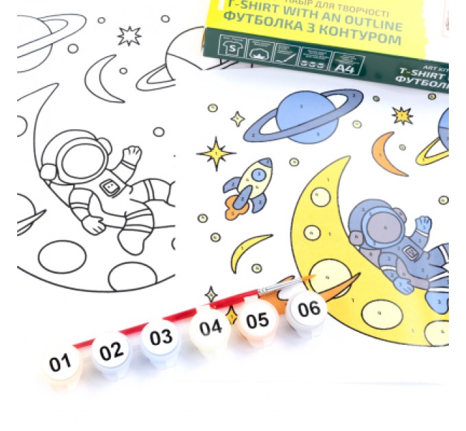 Rosa Набір для творчості Rosa футболка-розмальовка, Space Adventures, бавовна 100, розмір S (4823098543817)
