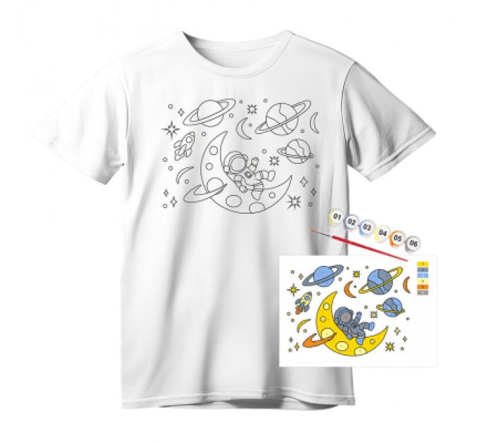 Rosa Набір для творчості Rosa футболка-розмальовка, Space Adventures, бавовна 100, розмір S (4823098543817)