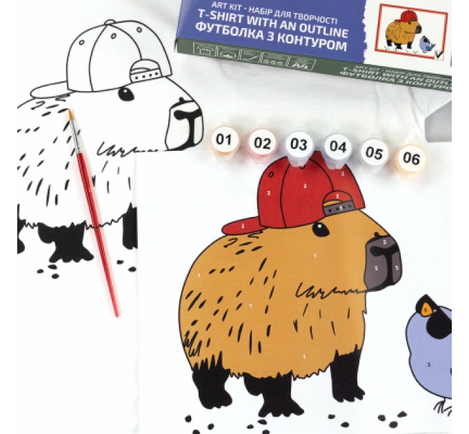 Rosa Набір для творчості Rosa футболка-розмальовка, Капібара, бавовна 100, розмір XS (4823098544869)