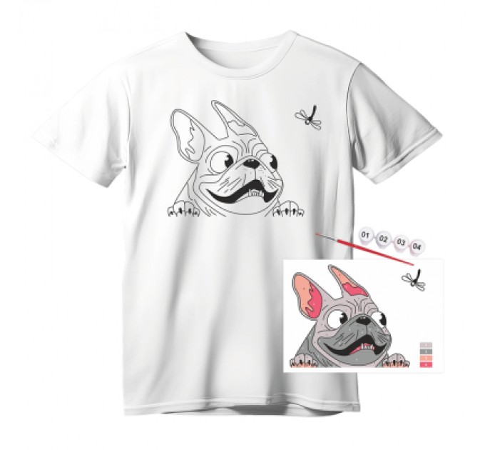 Rosa Набір для творчості Rosa футболка-розмальовка, Мопс, бавовна 100, розмір S (4823098542087)