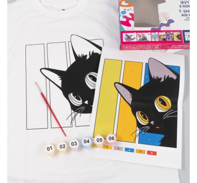 Rosa Набір для творчості Rosa футболка-розмальовка, Чорний кіт, бавовна 100, розмір S (4823098542070)