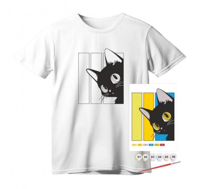Rosa Набір для творчості Rosa футболка-розмальовка, Чорний кіт, бавовна 100, розмір S (4823098542070)