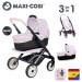 Smoby Коляска для ляльок Smoby Maxi-Cosi 3 в 1. Рожева перлина зі знімною люлькою, 55 x 39 x 64 см, 3+ (7600253121)