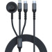 Promate Дата кабель USB-C to Lightning 27W + USB-C 60W + Apple Watch 2.5W 1.5m icharge trio black Promate (icharge-trio.black)