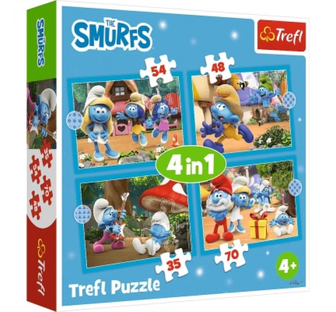 Trefl Пазл Trefl The Smurfs Село Смурфів 4 in 1 (35, 48, 54, 70) елемента (5900511346565)