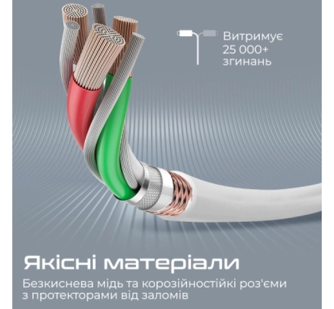 Promate Дата кабель USB-C to Lightning 1.2m 20W PD MFi POWERLINE-CI120 black Promate (powerline-ci120.white)