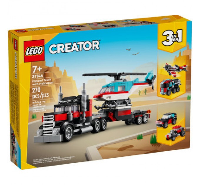LEGO Конструктор LEGO Creator Бортова вантажівка з гелікоптером 270 деталей (31146)