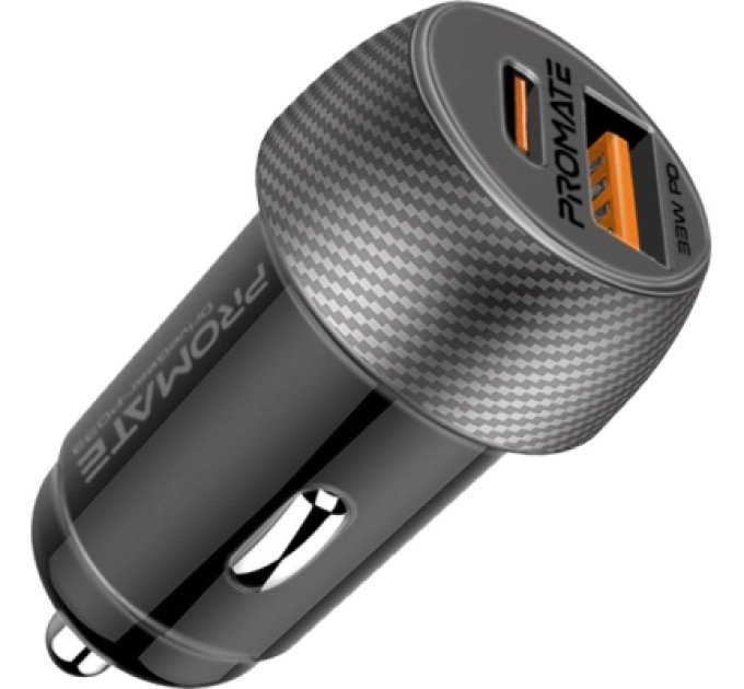 Promate Зарядний пристрій Promate drivegear-pd33 USB-C PD33W + USB-A QC3.0 Black (drivegear-pd33)