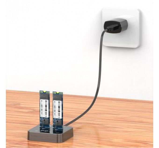 Док-станція для накопичувачів Maiwo 2*SATA M.2 SSD Key B/B+M USB 3.1 Gen1 Type-C (K3016SG1)