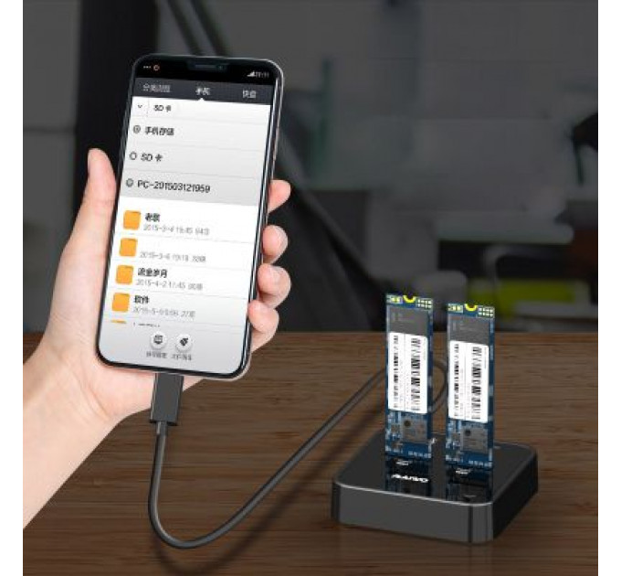 Док-станція для накопичувачів Maiwo 2*SATA M.2 SSD Key B/B+M USB 3.1 Gen1 Type-C (K3016SG1)