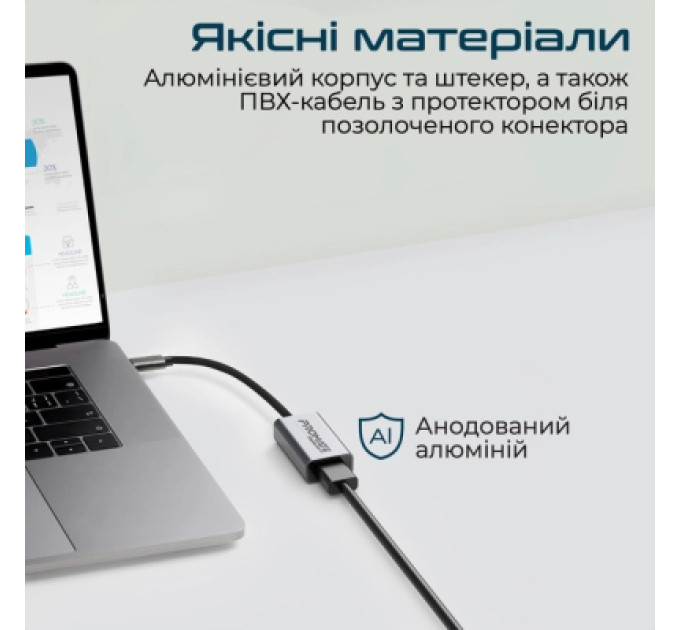 Promate Перехідник USB-C to HDMI 4K30Hz grey Promate (medialink-h1.grey)