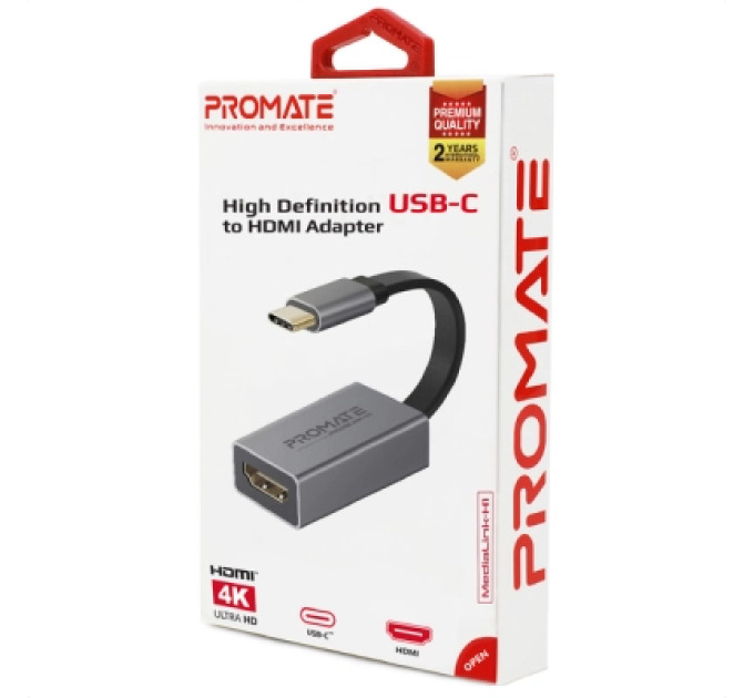 Promate Перехідник USB-C to HDMI 4K30Hz grey Promate (medialink-h1.grey)