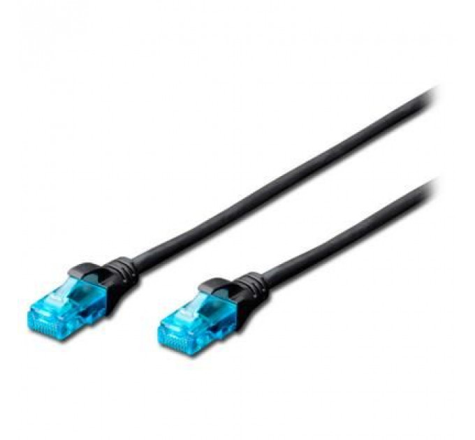 Патч-корд 5м, UTP, cat.5e, AWG 26/7, CCA, PVC, black Digitus (DK-1512-050/BL)