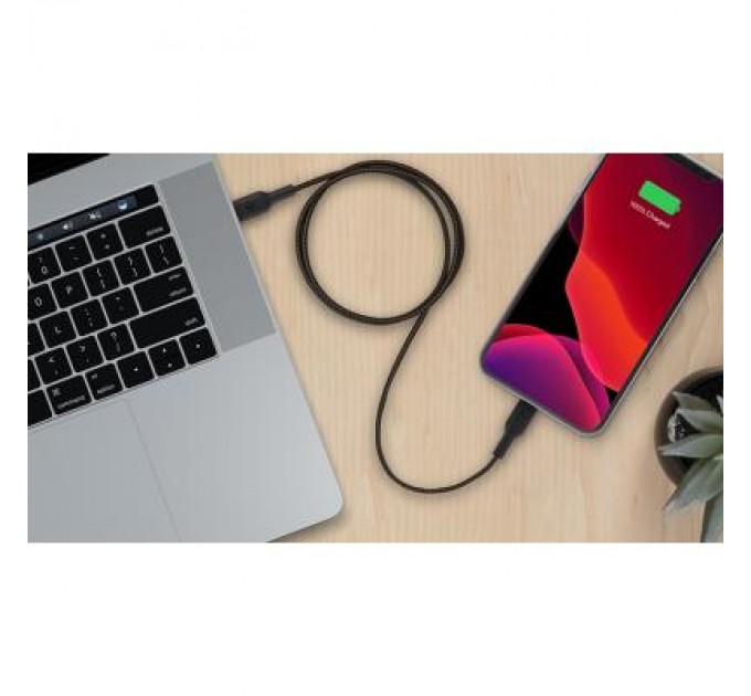 Дата кабель USB 2.0 AM to Lightning 1.0m BRAIDED black Belkin (CAA004BT1MBK)