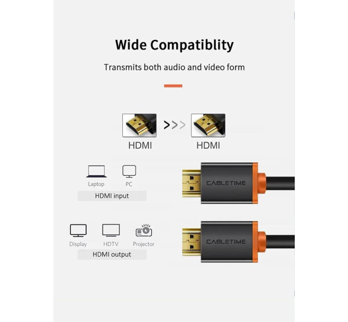 Cabletime Кабель Cabletime HDMI - HDMI V 2.0 (M/M), 1 м, Black (CH23H)