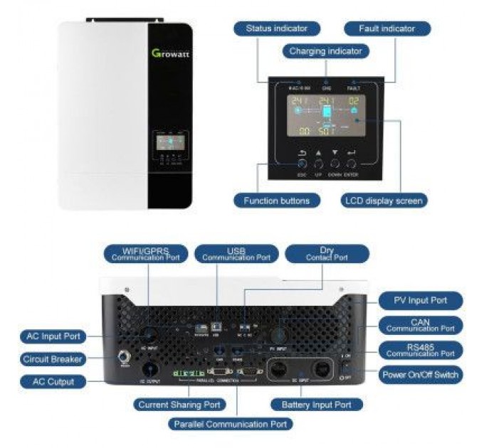 Сонячний інвертор Growatt SPF5000ES 5000W (SPF5000ES)