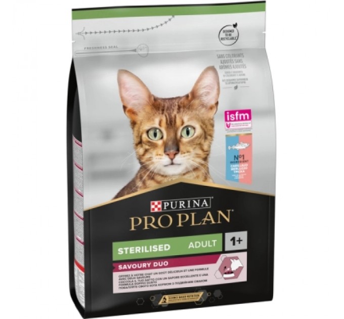 Сухий корм для кішок Purina Pro Plan Sterilised Adult 1+ Savoury Duo Після стерилізації З тріскою та фореллю 3 кг (7613036732550)