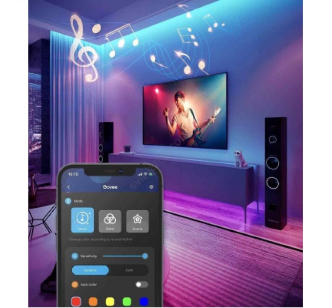 Світлодіодна стрічка Govee H615A LED 5.0m, RGB, WI-FI/Bluetooth, microphone, white (H615A3A3)