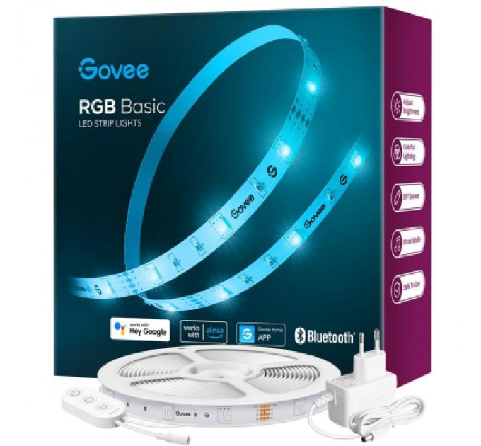 Світлодіодна стрічка Govee H615A LED 5.0m, RGB, WI-FI/Bluetooth, microphone, white (H615A3A3)