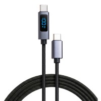 Дата кабель USB-C to USB-C 2.0m 100W LCD Display Nylon Black Vinga (VYDCCC22100D)