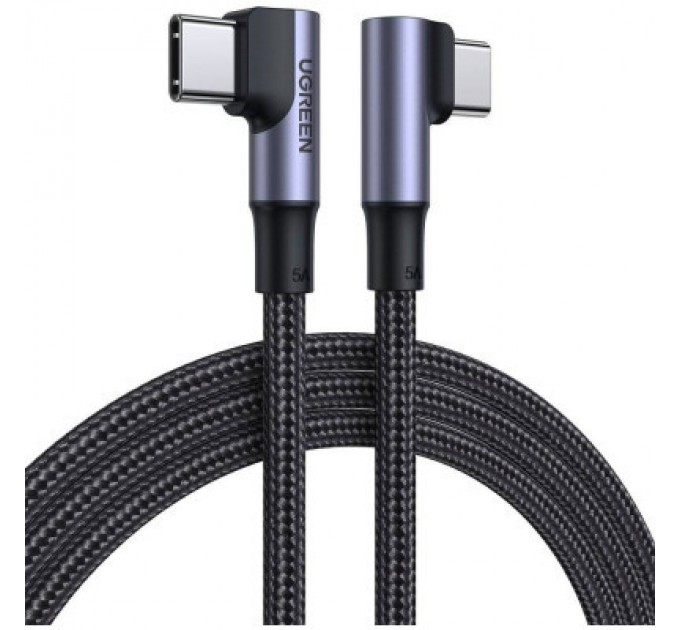 Дата кабель USB-C to USB-C 2.0m 5A 100W US335 90-degree Space Gray Ugreen (70698)