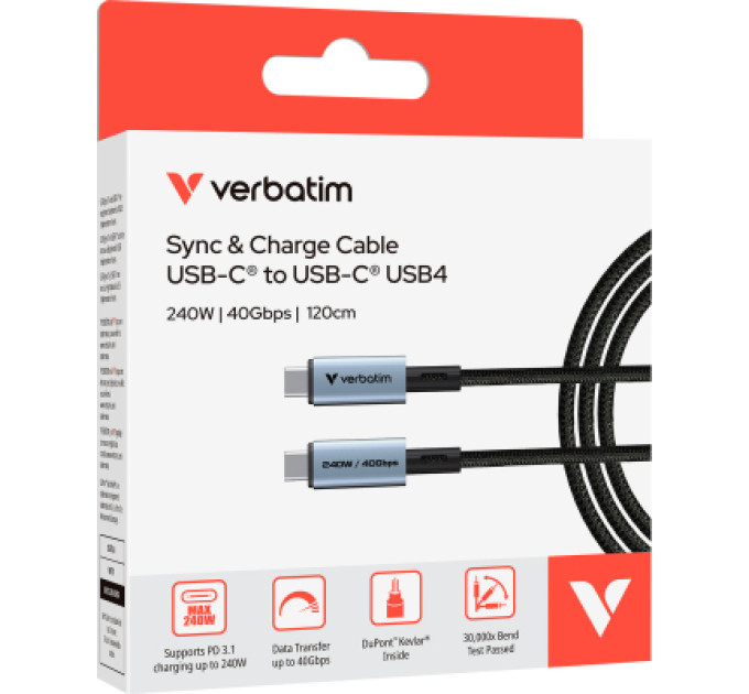 Verbatim Дата кабель USB-C to USB-C 1.2m 240W black Verbatim (31847)