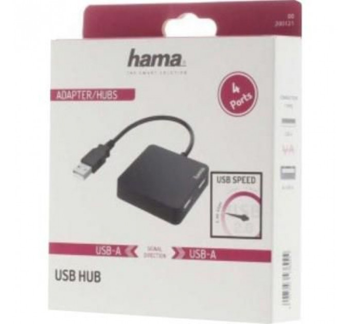 Концентратор Hama 4 Ports USB 2.0 Black (00200121)
