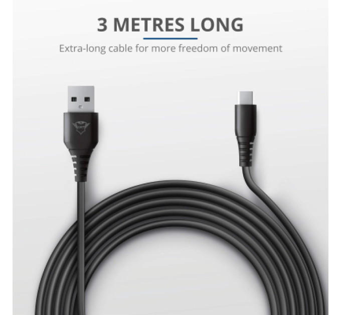 Trust Дата кабель USB 2.0 AM to USB-C 3.0m GXT 226 for PS5 black Trust (24168_TRUST)