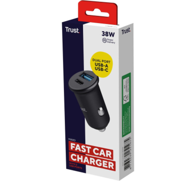 Trust Зарядний пристрій Trust USB-C PD25W + USB QC12W 37W Black (25197_TRUST)