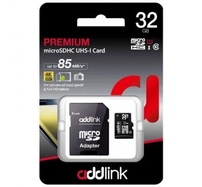 Карта пам'яті AddLink 32GB microSDHC class 10 UHS-I U1 (ad32GBMSH310A)
