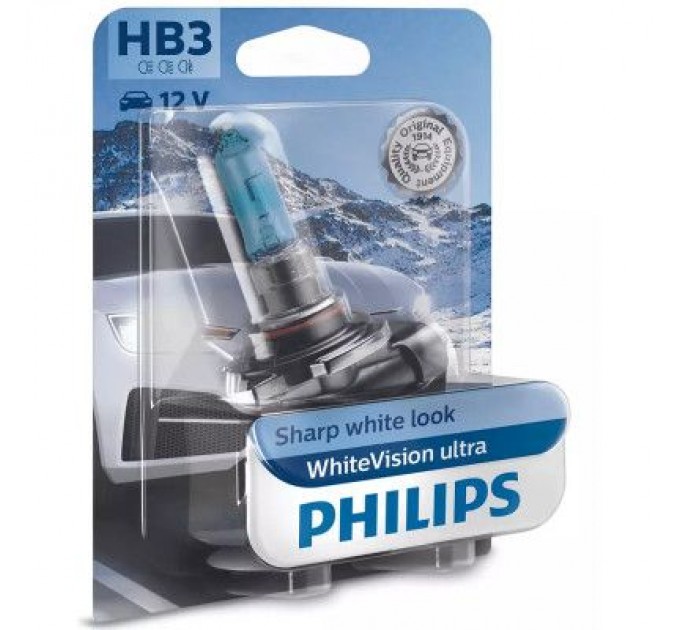 Автолампа Philips HB3 WhiteVision Ultra +60%, 3800K, 1шт/блістер (9005WVUB1)