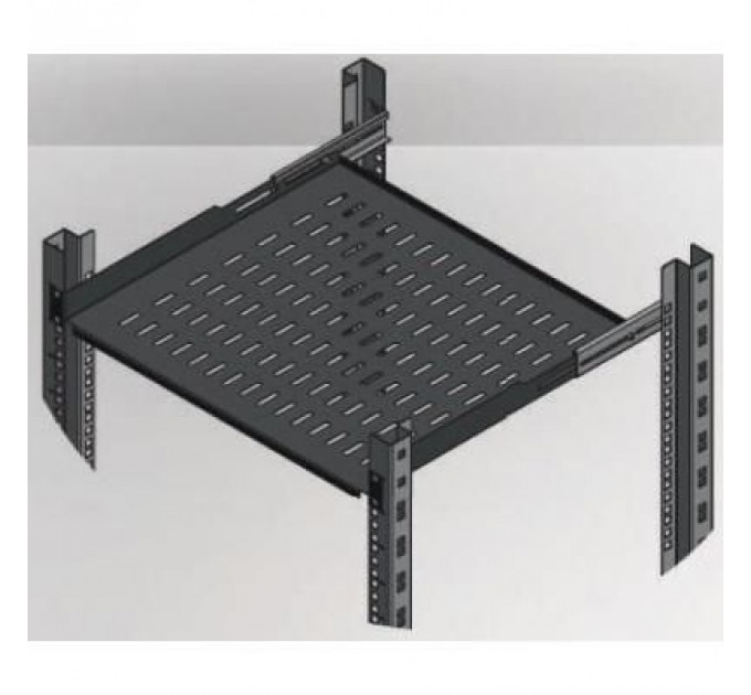 Полка 19" 1U глиб. 450-540мм, RAL 9005 Mirsan (MR.HRM1U45.01)