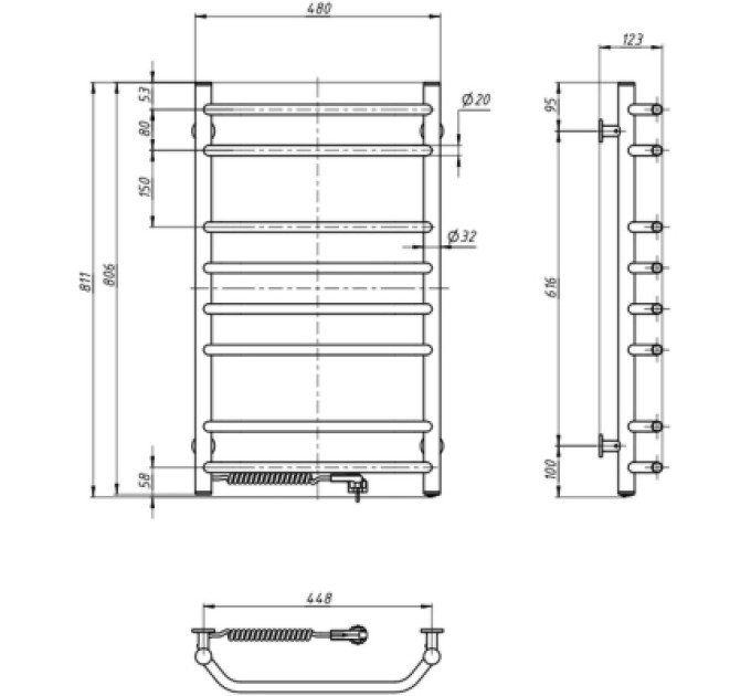 Navin Сушарка для рушників Navin Блюз 480x800 (12-006130-4880)