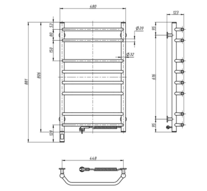 Navin Сушарка для рушників Navin Блюз 480x800 (12-006033-4880)