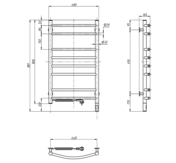 Navin Сушарка для рушників Navin Камелія 480x800 (12-207133-4880)