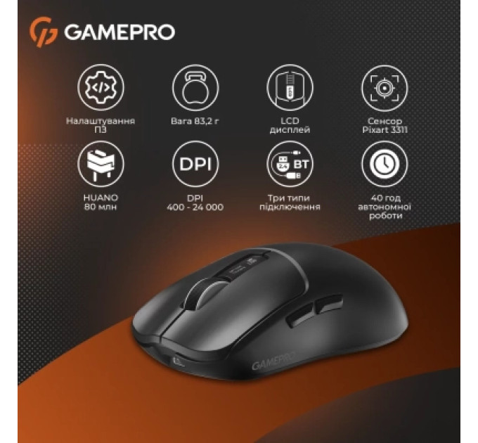 GamePro Мишка GamePro Genesis Ranker Wireless/Bluetooth/USB Black (GM012B)