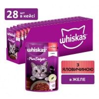 Вологий корм для кішок Whiskas Pure Delight з яловичиною в желе 85 г (5900951263194)