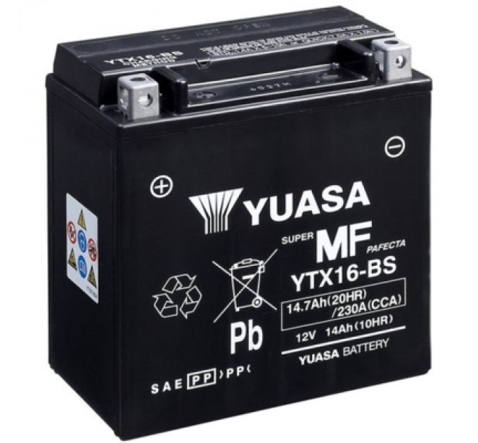 Акумулятор автомобільний Yuasa 12V 14,7Ah MF VRLA Battery (YTX16-BS)
