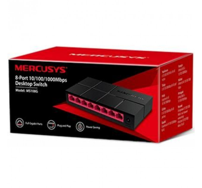 Комутатор мережевий Mercusys MS108G