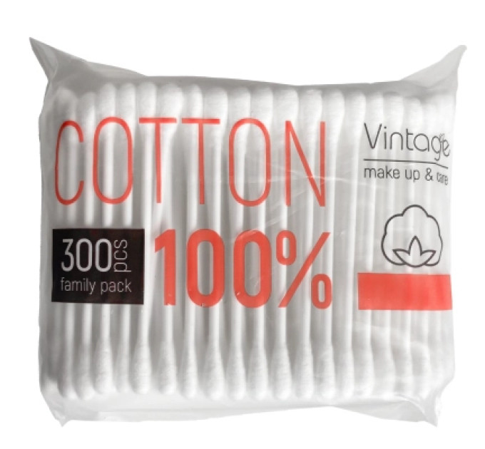 Vintage Cotton Ватні палички Vintage Cotton В поліетиленовій упаковці 300 шт. (4823098414605)