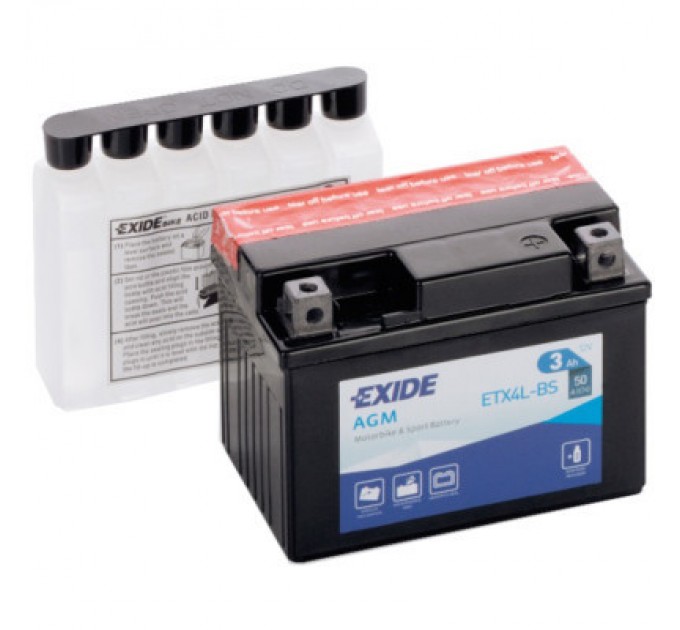 Акумулятор автомобільний EXIDE AGM 3Ah Ев (-/+) (50EN) (ETX4L-BS)