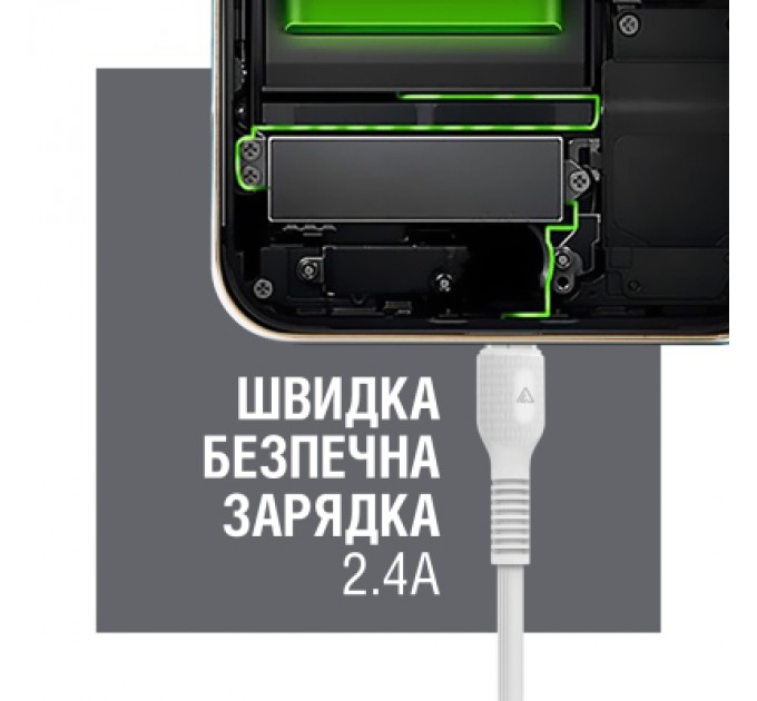 Дата кабель USB 2.0 AM to Lightning 1.2m AL-CBCOLOR-L1WT White ACCLAB (1283126518225)